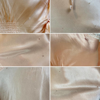 Vintage 1940's Nightgown | Rich Rose Gold Pink with Ruffled Lace & Lace-up Chest | Size M, LG | Betty Lou Lingerie - Daggers & Dames
