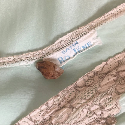 Vintage 1940's Nightgown | Seafoam Green Silk with Ivory Lace | Ro Jene | Size MED - Daggers & Dames