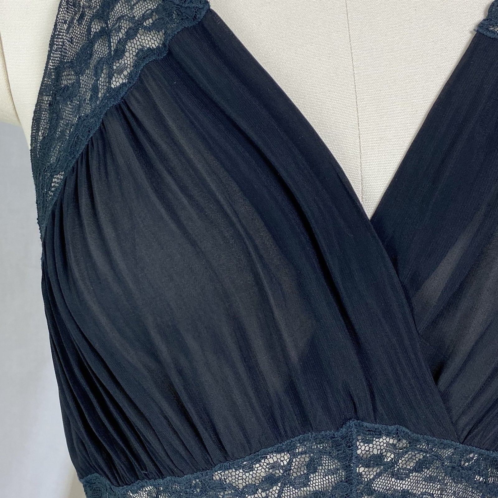 Vintage 1940's Nightgown | Sheer Black Rayon Chiffon with Lace | Size S, M - Daggers & Dames