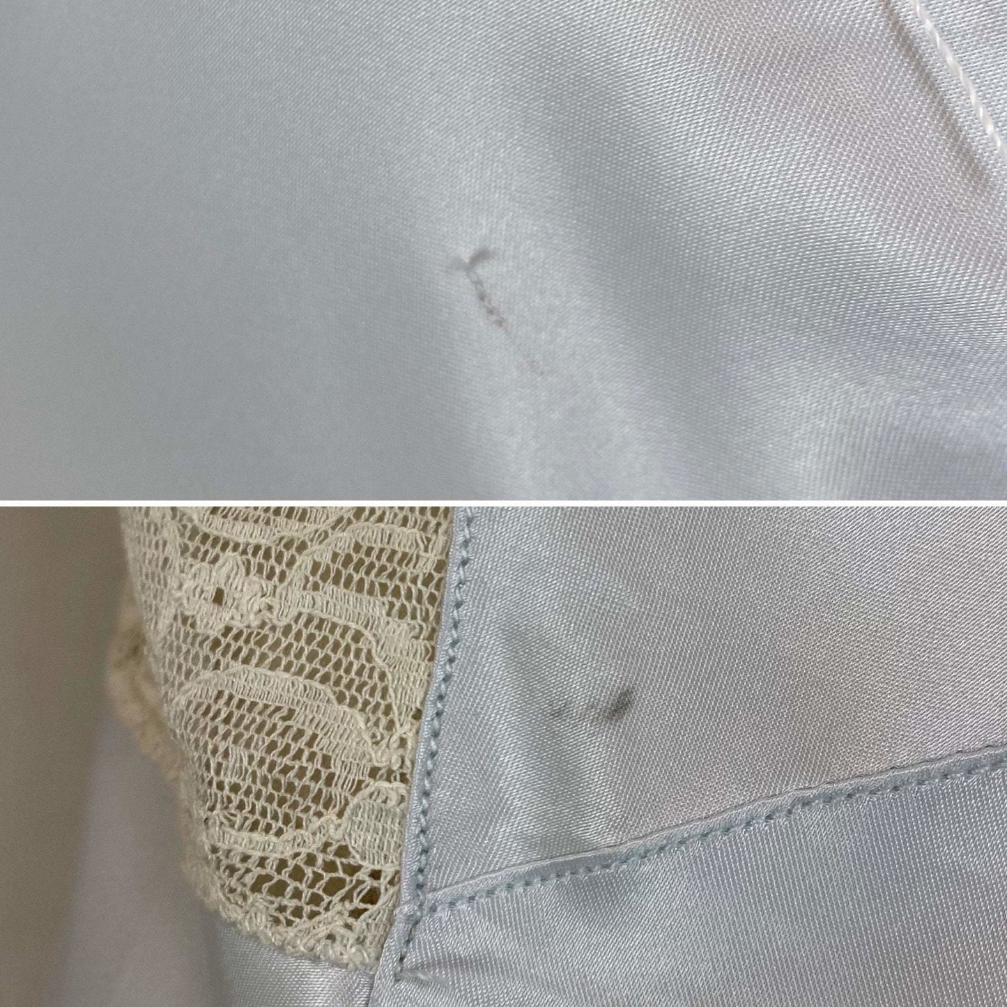 Vintage 1940's Nightgown | Silky Blue Rayon Satin with Ivory Lace | Size XS, S | Radelle, New with Tags - Daggers & Dames