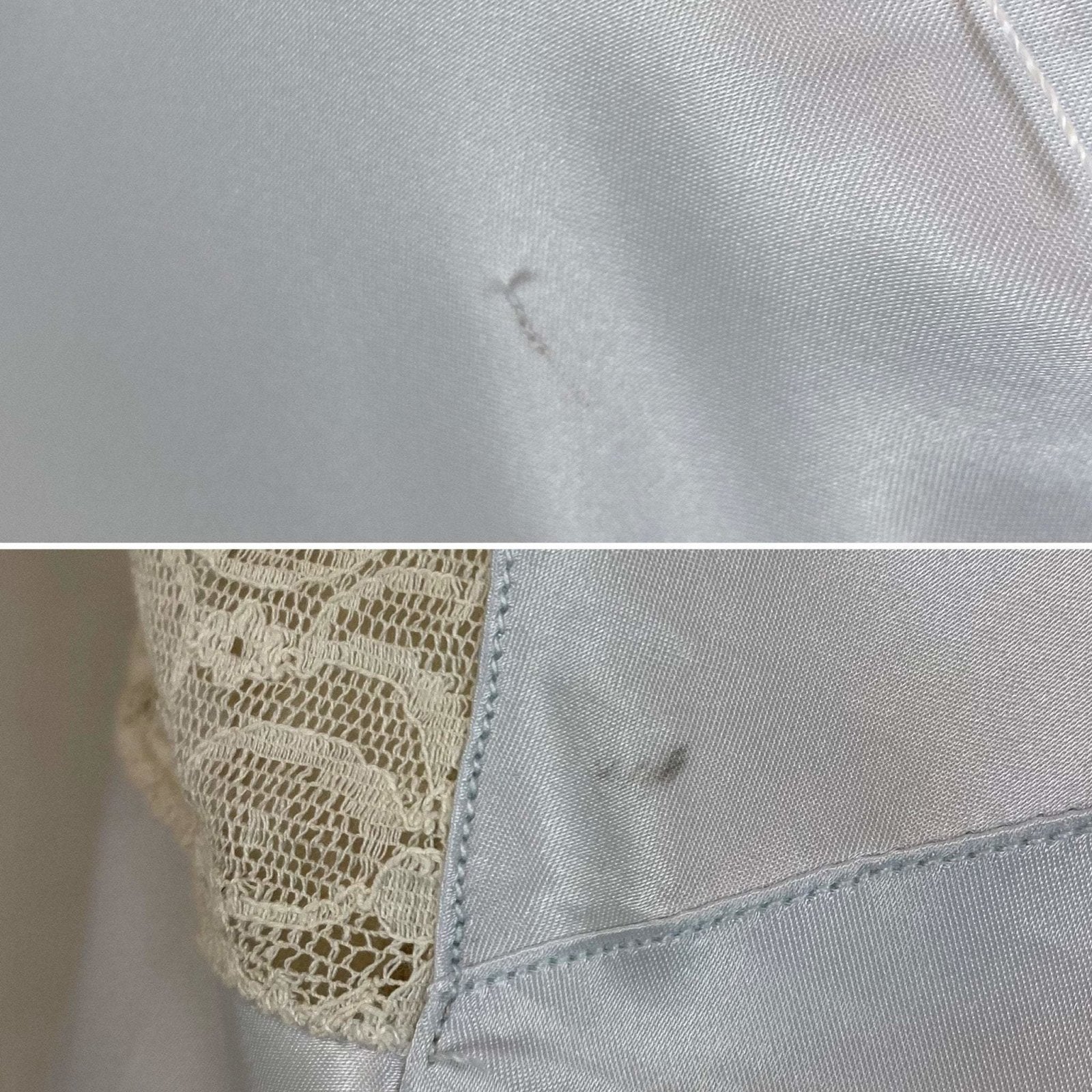 Vintage 1940's Nightgown | Silky Blue Rayon Satin with Ivory Lace | Size XS, S | Radelle, New with Tags - Daggers & Dames