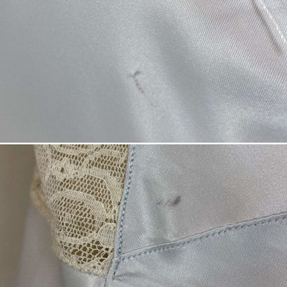 Vintage 1940's Nightgown | Silky Blue Rayon Satin with Ivory Lace | Size XS, S | Radelle, New with Tags - Daggers & Dames