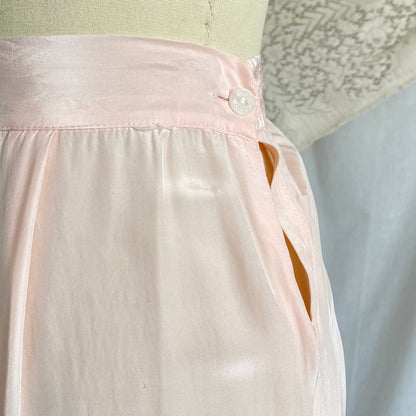 Vintage 1940's Pajama Set | Light Pastel Pink Rayon with Ivory Lace | Size M, LG | Miss Crinoline - Daggers & Dames