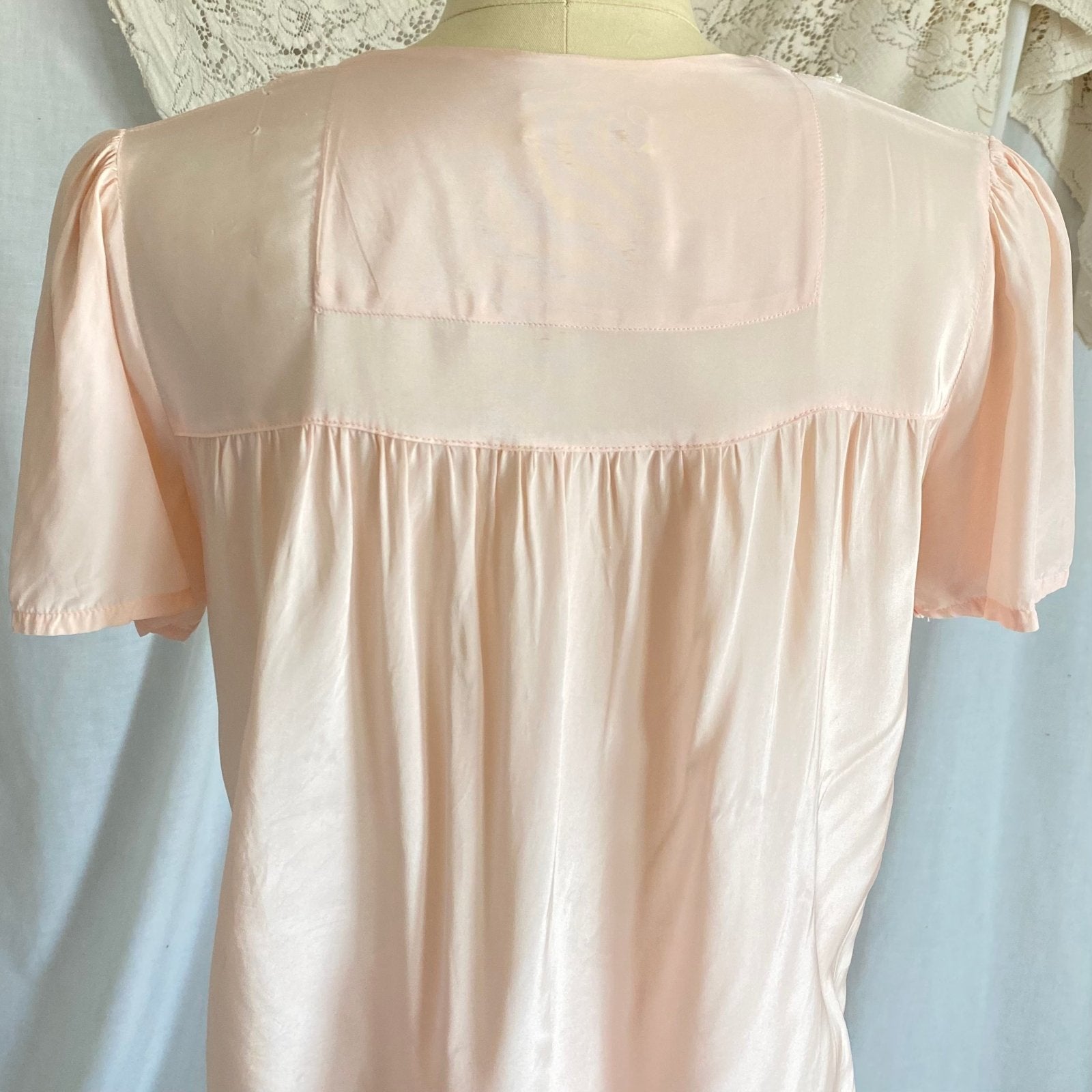 Vintage 1940's Pajama Set | Light Pastel Pink Rayon with Ivory Lace | Size M, LG | Miss Crinoline - Daggers & Dames