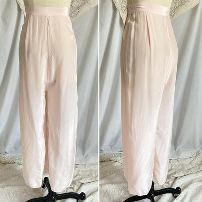 Vintage 1940's Pajama Set | Light Pastel Pink Rayon with Ivory Lace | Size M, LG | Miss Crinoline - Daggers & Dames
