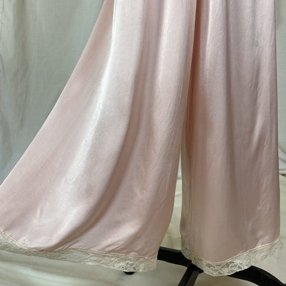 Vintage 1940's Pajama Set | Rose Pink Rayon Charmeuse with Ivory Lace | Size M, LG | Daphne - Daggers & Dames