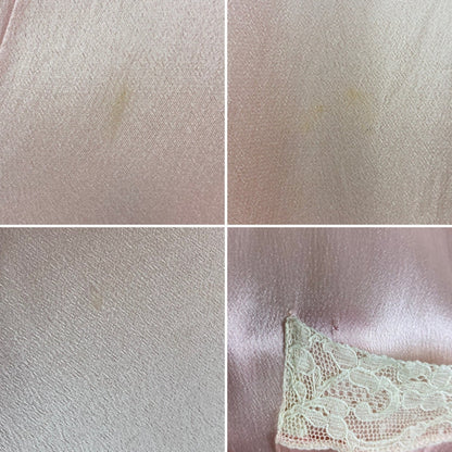 Vintage 1940's Pajama Set | Rose Pink Rayon Charmeuse with Ivory Lace | Size M, LG | Daphne - Daggers & Dames