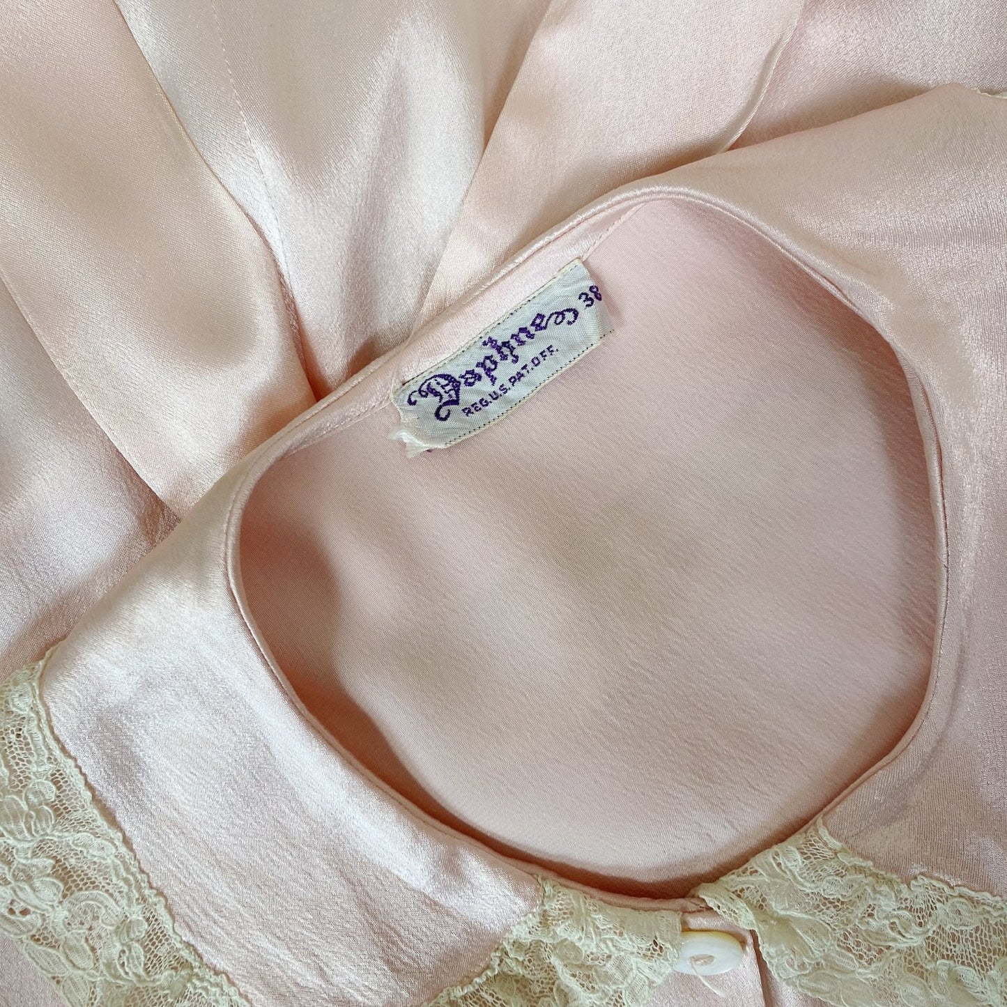 Vintage 1940's Pajama Set | Rose Pink Rayon Charmeuse with Ivory Lace | Size M, LG | Daphne - Daggers & Dames