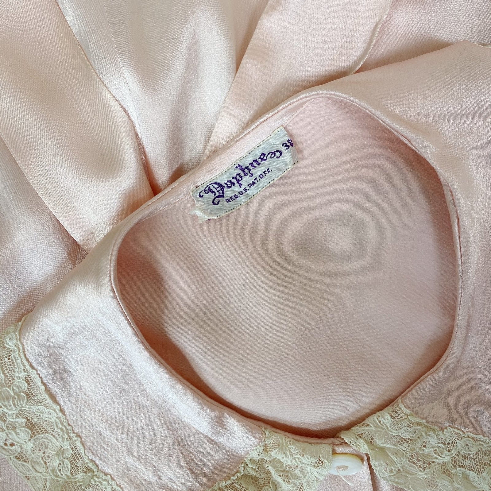 Vintage 1940's Pajama Set | Rose Pink Rayon Charmeuse with Ivory Lace | Size M, LG | Daphne - Daggers & Dames
