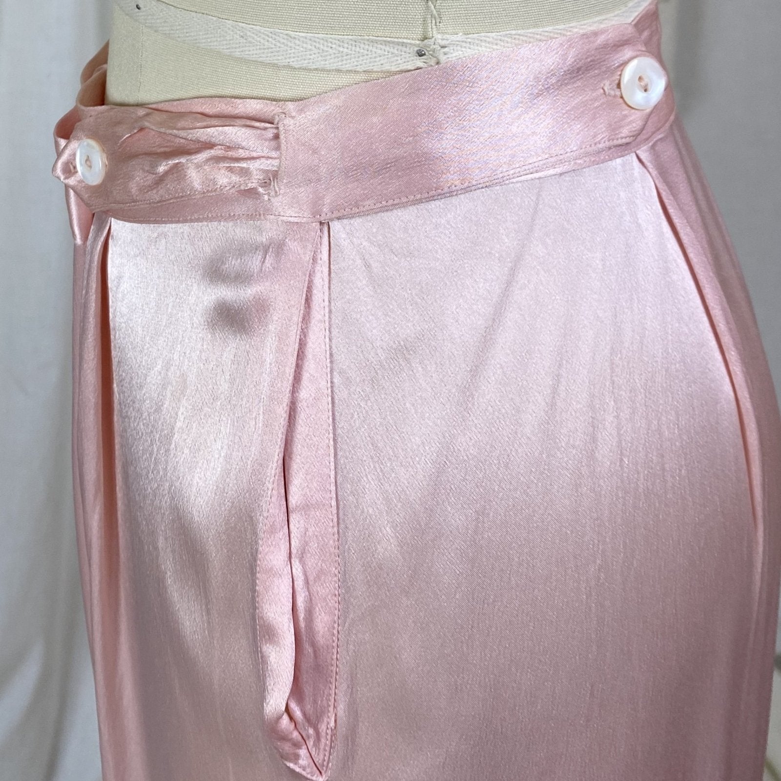 Vintage 1940's Pajama Set | Rose Pink Rayon Charmeuse with Ivory Lace | Size M, LG | Daphne - Daggers & Dames