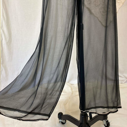 Vintage 1940's Pajama Set | Sheer Silk Chiffon with Hand Painted Scene & Frog Buttons | Size XS, S | Made in Japan - Daggers & Dames