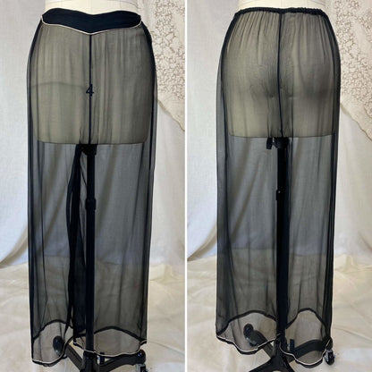 Vintage 1940's Pajama Set | Sheer Silk Chiffon with Hand Painted Scene & Frog Buttons | Size XS, S | Made in Japan - Daggers & Dames