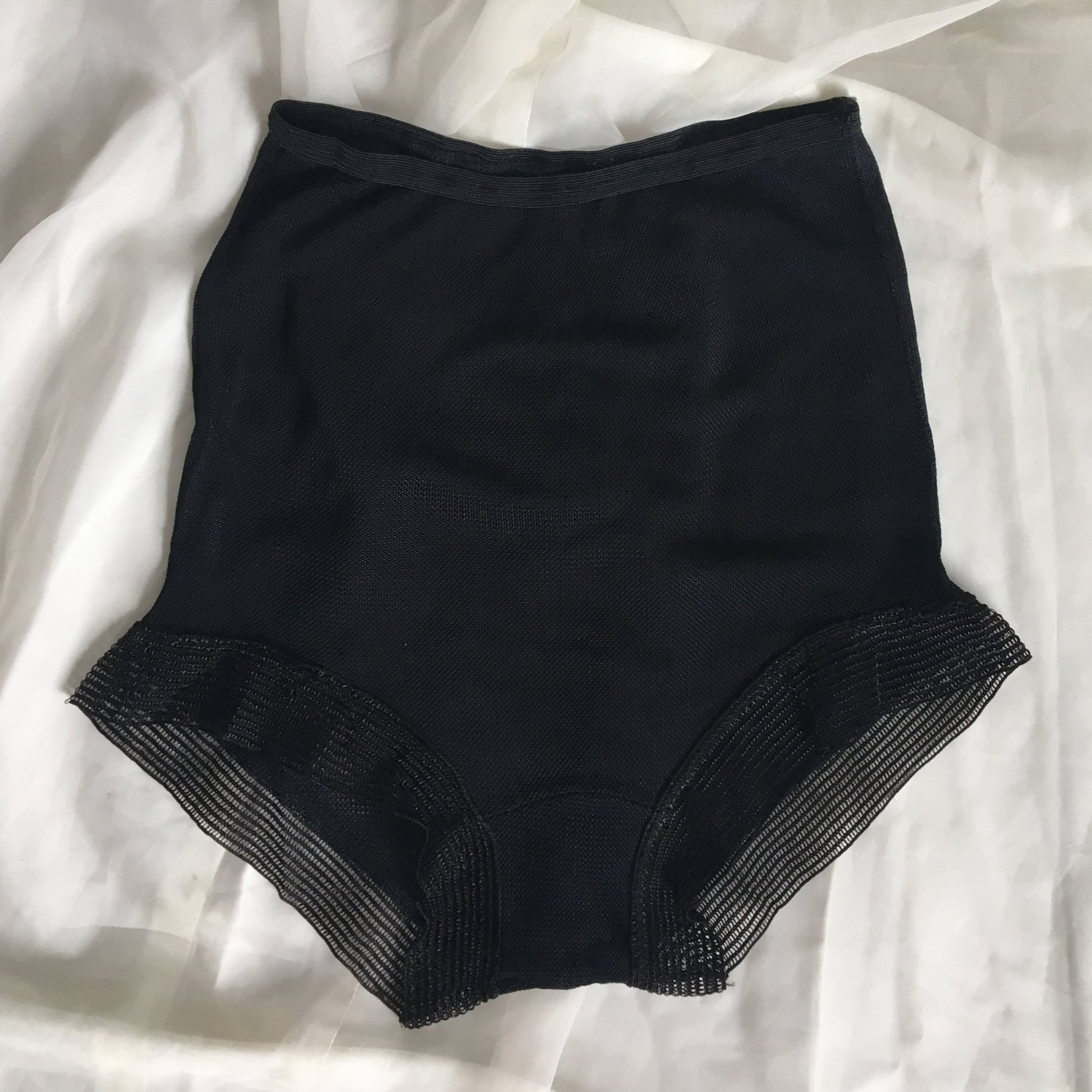 Vintage 1940's Panties | Black Rayon Mesh with Ladder Stitched Hems | Never Worn | Size XXS, XS - Daggers & Dames