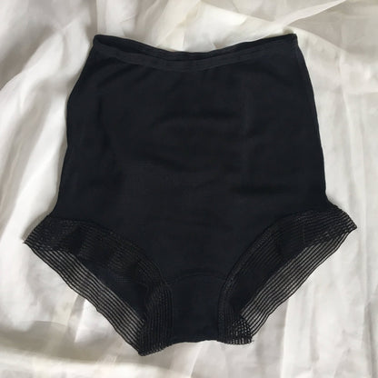 Vintage 1940's Panties | Black Rayon Mesh with Ladder Stitched Hems | Never Worn | Size XXS, XS - Daggers & Dames