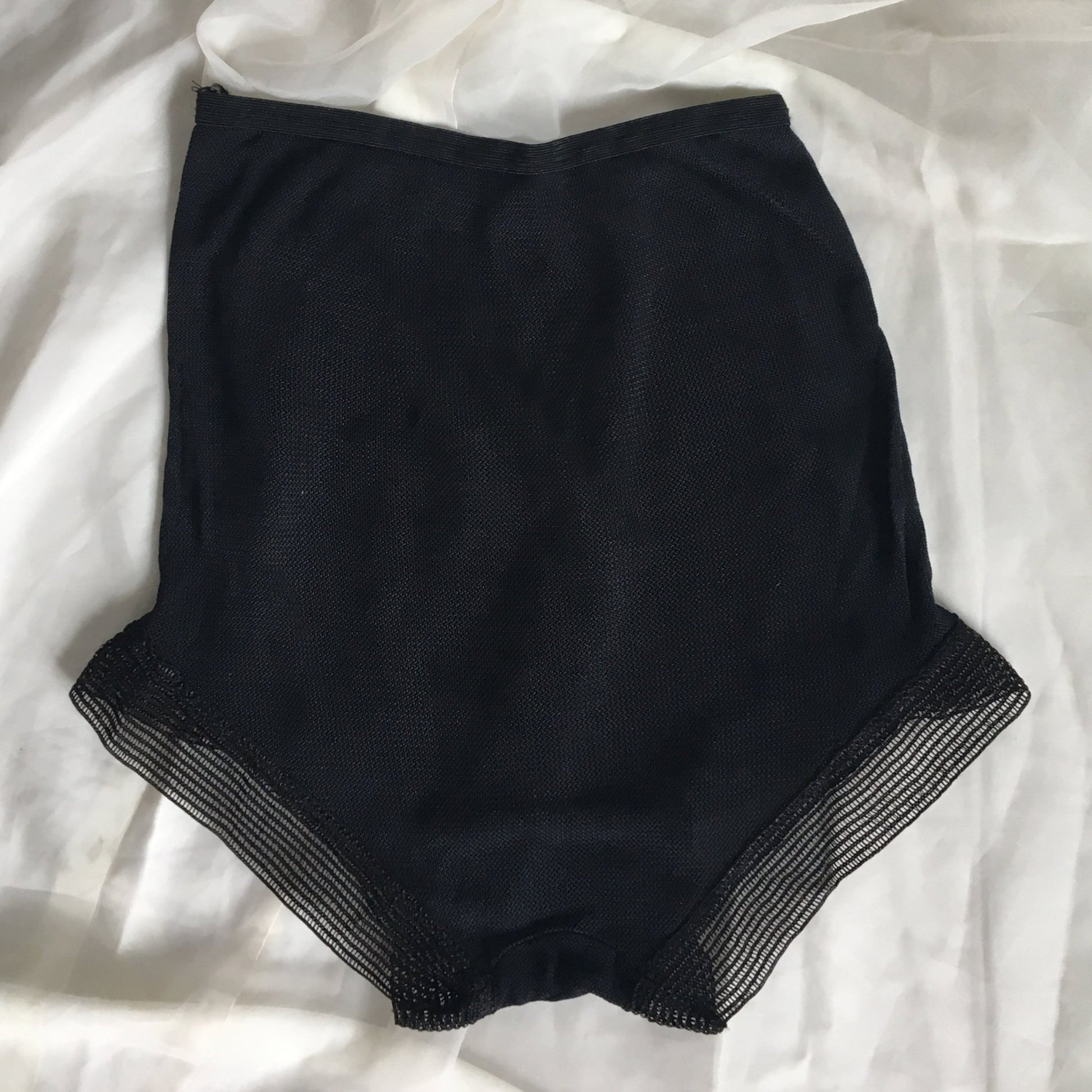 Vintage 1940's Panties | Black Rayon Mesh with Ladder Stitched Hems | Never Worn | Size XXS, XS - Daggers & Dames