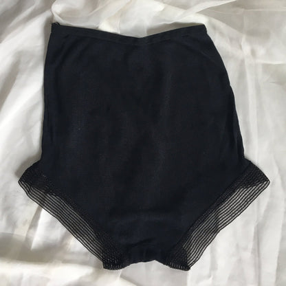 Vintage 1940's Panties | Black Rayon Mesh with Ladder Stitched Hems | Never Worn | Size XXS, XS - Daggers & Dames