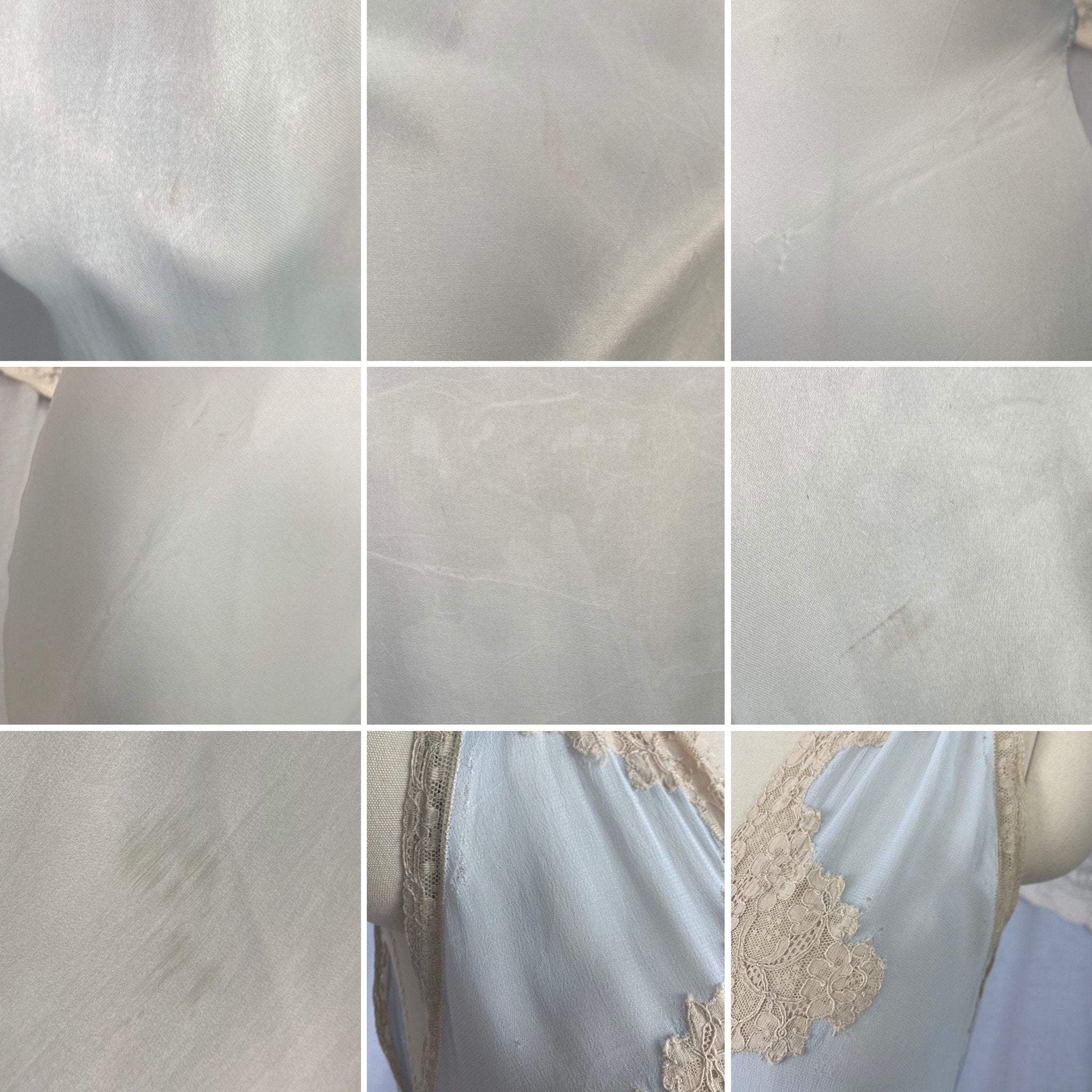 Vintage 1940's Peignoir Set | Icy Blue Rayon Satin with Nude Lace Inserts | Size 32-34 Bust, XS, S | Lady Duff - Daggers & Dames