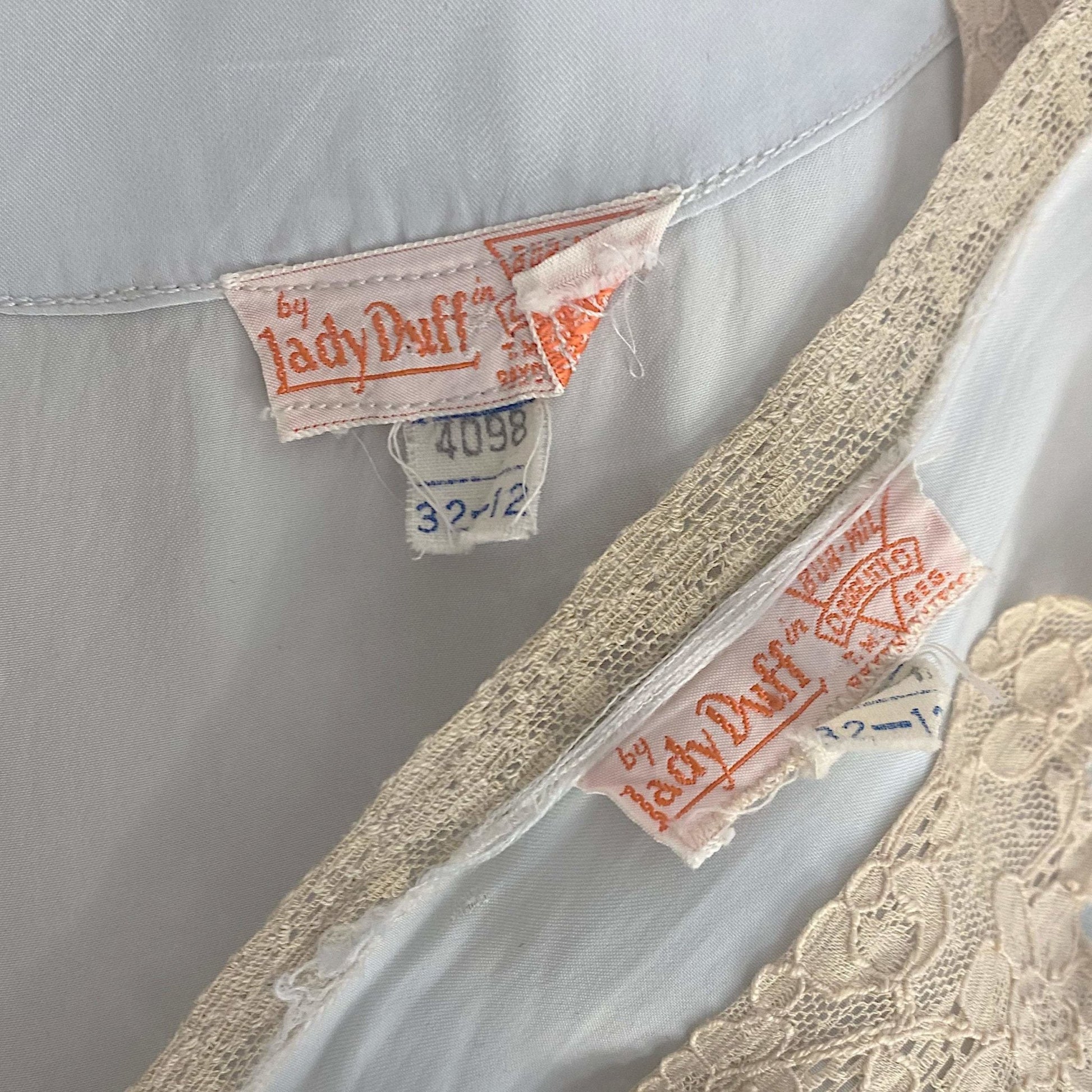 Vintage 1940's Peignoir Set | Icy Blue Rayon Satin with Nude Lace Inserts | Size 32-34 Bust, XS, S | Lady Duff - Daggers & Dames