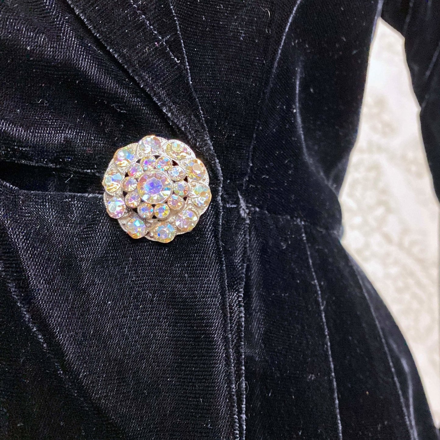 Vintage 1940's Robe | Black Velvet with Rhinestone Buttons | Size S | Styled by Dorian, New with Tags - Daggers & Dames