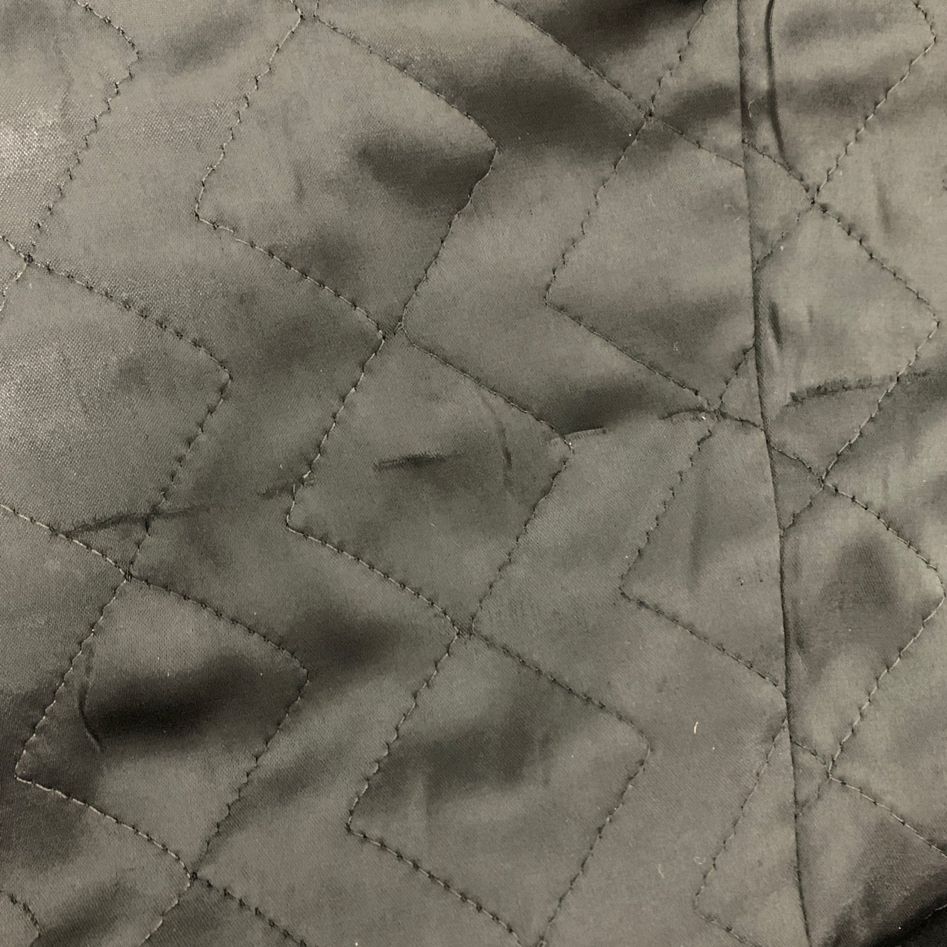 Vintage 1940's Robe | Quilted Black Rayon Satin with Dark Orange Taffeta Lining | Size M | Taylor Mode - Daggers & Dames