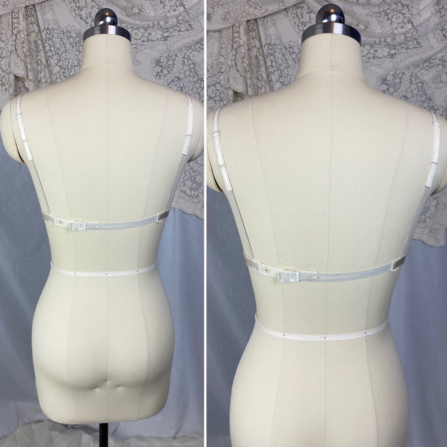 Vintage 1940's Shelf Bra | Creamy White Rayon Satin & Floral Lace Chiffon | Size 34 B | Petite Paris - Daggers & Dames