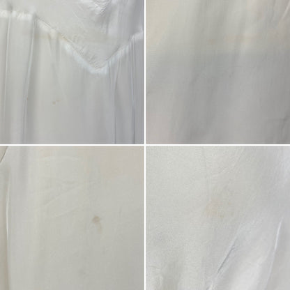Vintage 1940's Slip | Bright White Rayon with Embroidered Scalloped Edges | Size S | Laros -New with Tags - Daggers & Dames