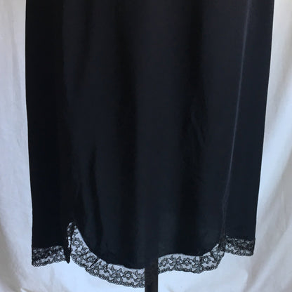 Vintage 1940's Slip | Ebony Black Rayon with Lace & Bias Cut with Bow Appliques | Barbizon | Size S - Daggers & Dames