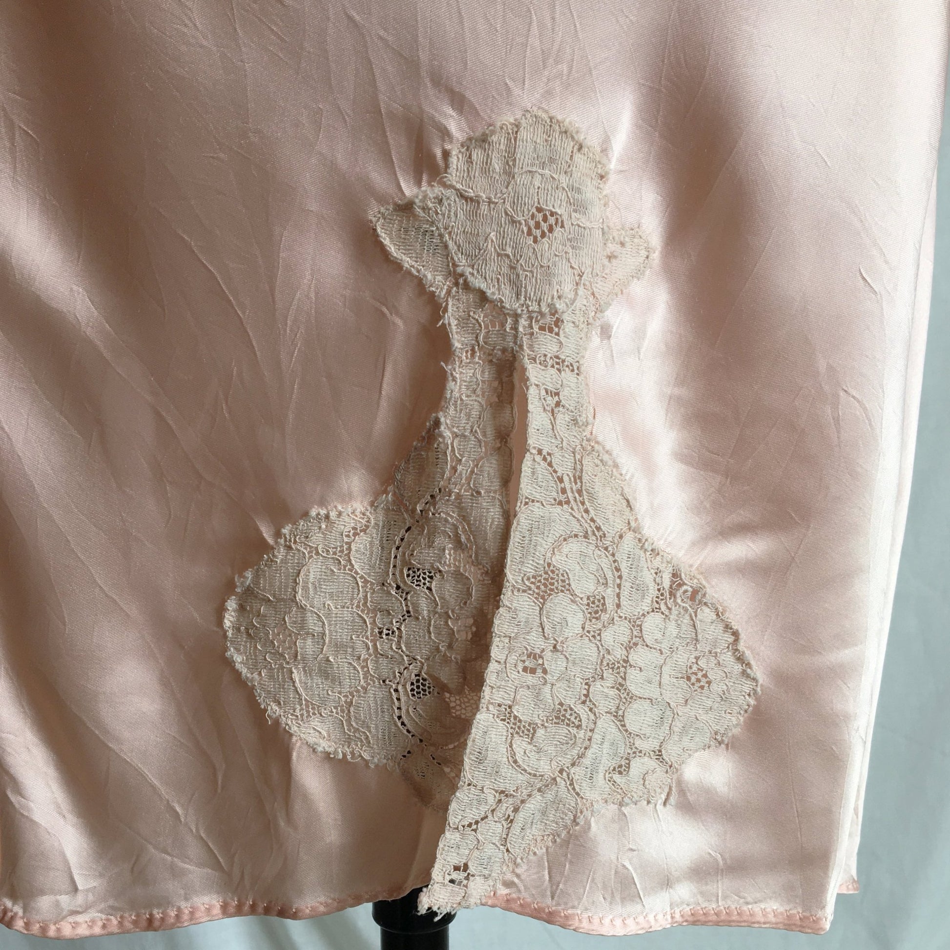 Vintage 1940's Slip | Light Pink Rayon Satin with Lace | Sear's | Size LG, XL - Daggers & Dames