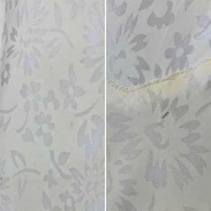 Vintage 1940's Slip | Pale Butter Yellow with Sheer White Floral Print Rayon Taffeta & Lace | Size M, LG - Daggers & Dames