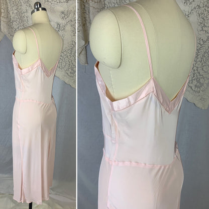 Vintage 1940's Slip | Pale Pink Bur-Mil Rayon with Floral Embroidery | Size S, MED | Colony Club - Never Worn - Daggers & Dames