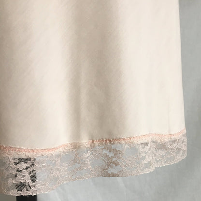 Vintage 1940's Slip | Pale Pink Cotton with Nylon & Lace Bias Cut Bodice | Fischer Heavenly Lingerie | Size M, LG - Daggers & Dames