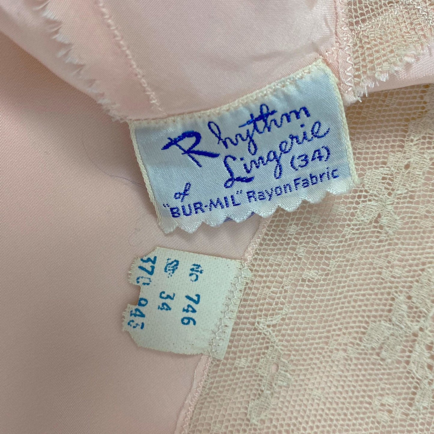 Vintage 1940's Slip | Pale Powder Pink Rayon with Ivory Lace & Floral Appliqué | Size 34 Bust, S, M | Rhythm Lingerie - Never Worn - Daggers & Dames