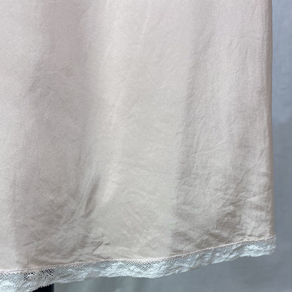 Vintage 1940's Slip | Pale Powder Pink Silk with Tulle Diamond Insert & Lace | Size XS, S | Laura Lane -Never Worn - Daggers & Dames