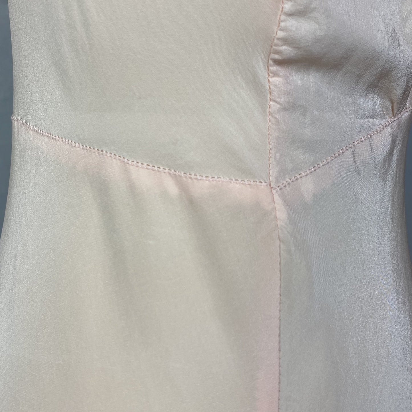 Vintage 1940's Slip | Pale Powder Pink Silk with Tulle Diamond Insert & Lace | Size XS, S | Laura Lane -Never Worn - Daggers & Dames