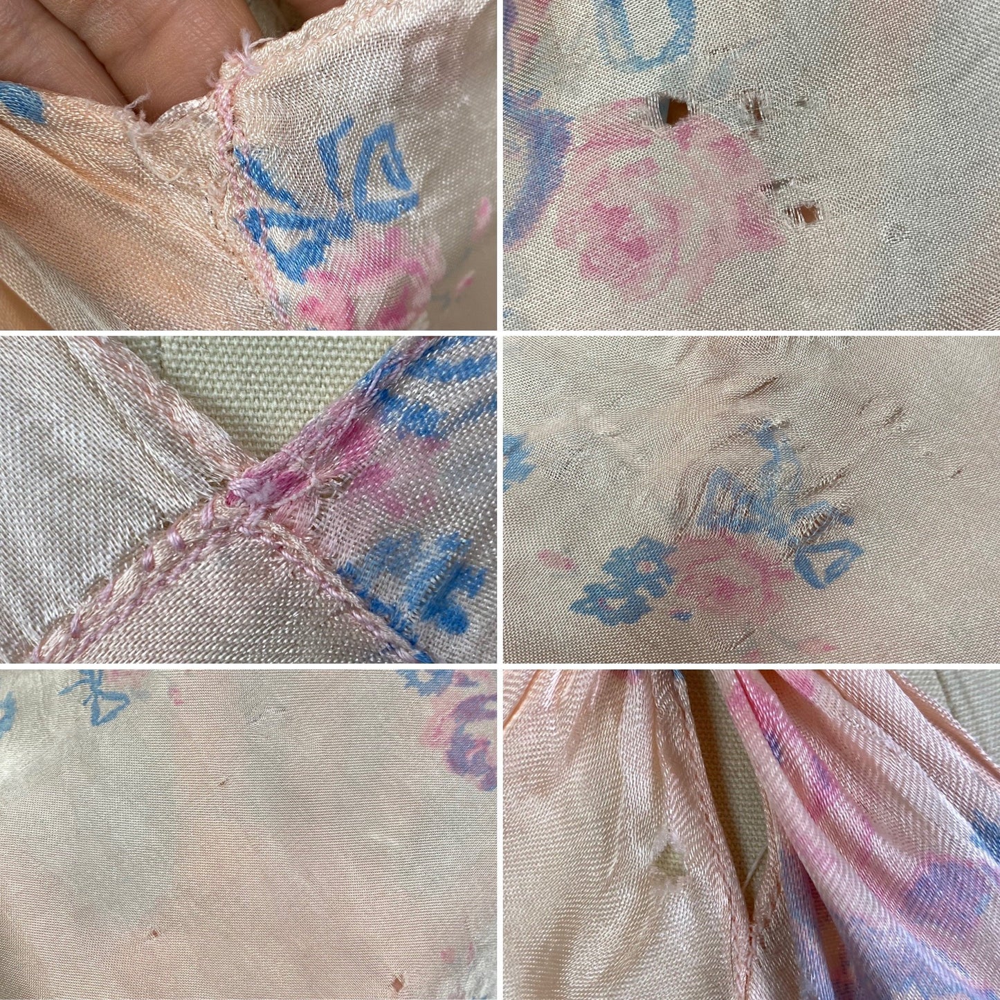 Vintage 1940's Slip | Pale Powder Pink with Floral Print & Chain Link Straps | Size 34-36 Bust, S, M - Daggers & Dames