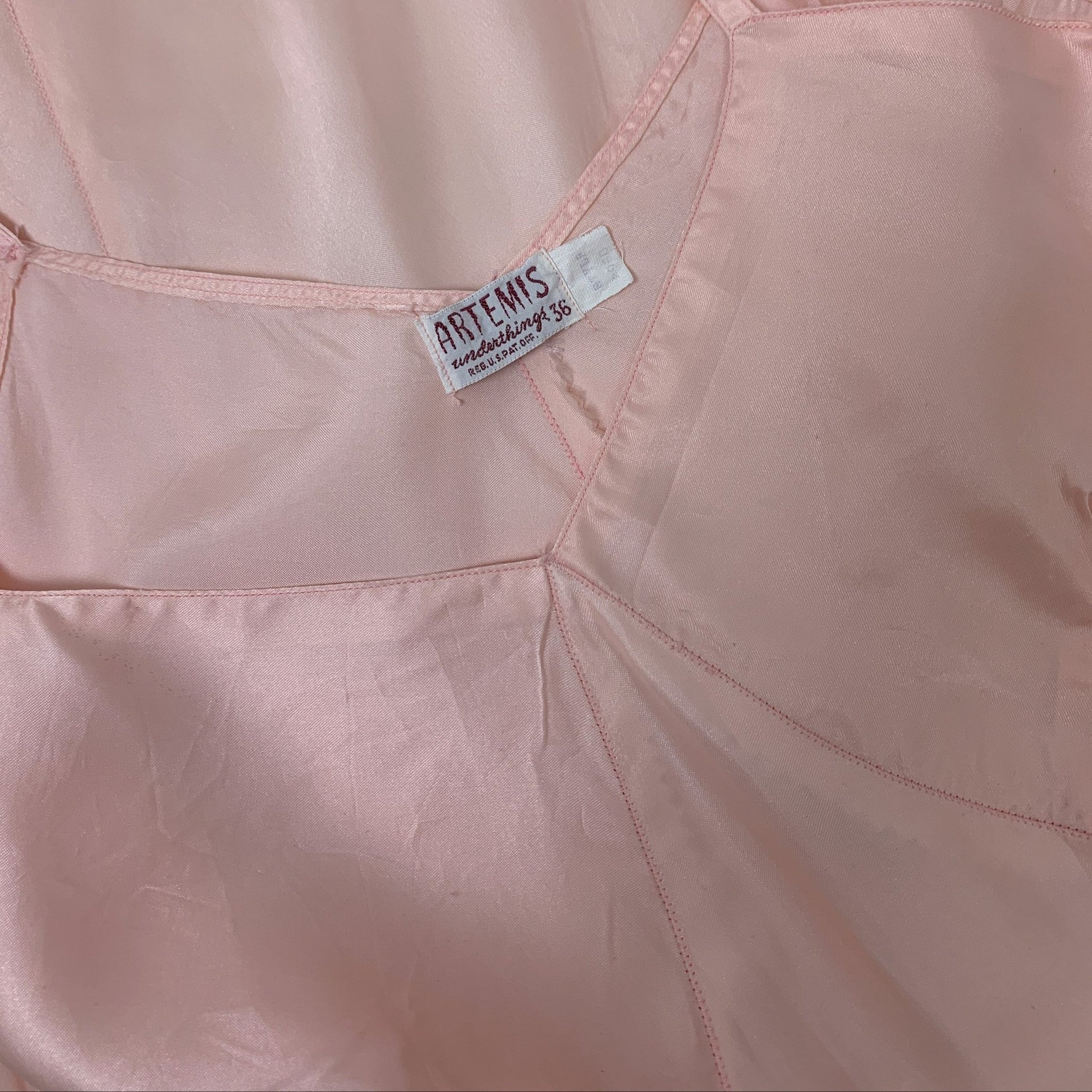 Vintage 1940's Slip | Pale Rose Pink Rayon Satin with Bias Cut | Size M, LG | Artemis - Daggers & Dames