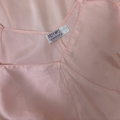 Vintage 1940's Slip | Pale Rose Pink Rayon Satin with Bias Cut | Size M, LG | Artemis - Daggers & Dames