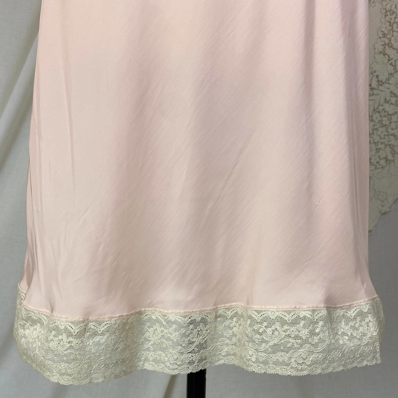 Vintage 1940's Slip | Pastel Rose Pink Rayon with Pale Nude Cotton Lace | Size S, M | Youthform -New with Tags - Daggers & Dames