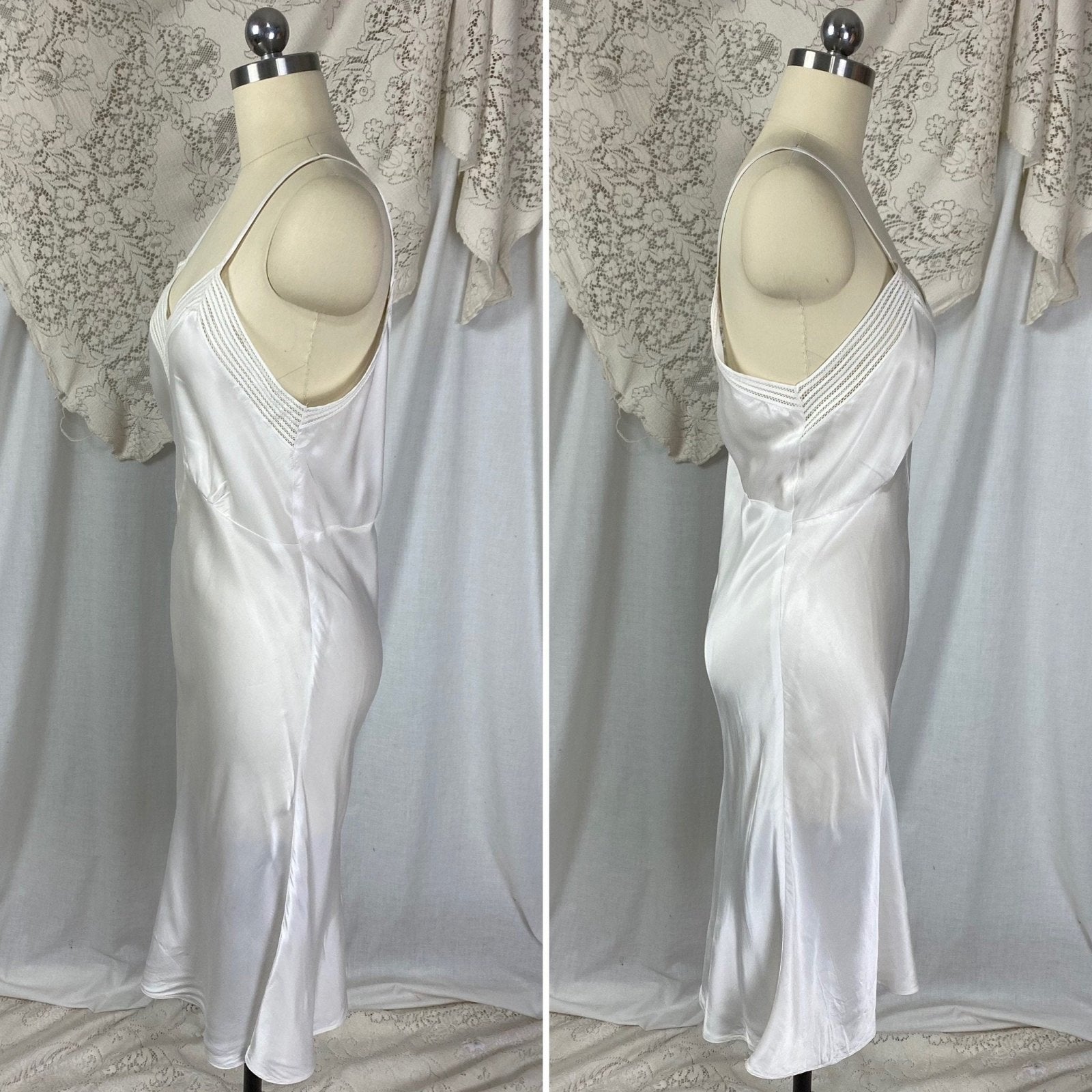 Vintage 1940's Slip | Pearly White Rayon Satin | Size S, M | Mary Barron -Never Worn - Daggers & Dames