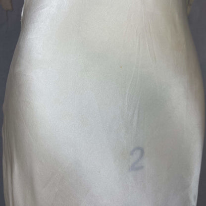 Vintage 1940's Slip | Pearly White Rayon Satin with Ivory Lace | Size 32 Bust, XS | Fischer Heavenly Lingerie - Daggers & Dames
