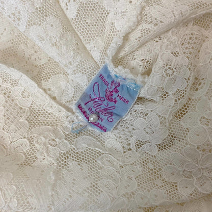 Vintage 1940's Slip | Pearly White Rayon Satin with Pale Ivory Cotton Lace | Size S, M | Fischer Heavenly Lingerie - Daggers & Dames