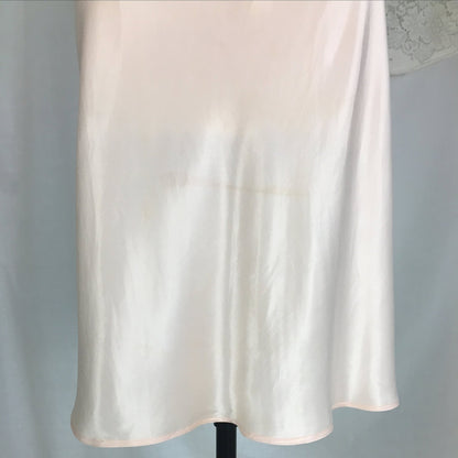 Vintage 1940's Slip | Powder Pink Rayon Satin with Embroidered Cutout Lace | Radelle | Size XS - Daggers & Dames