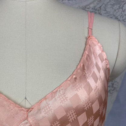 Vintage 1940's Slip | Rich Blush Pink Rayon Satin with Geometric Damask | Size M, LG | Never Worn - Daggers & Dames