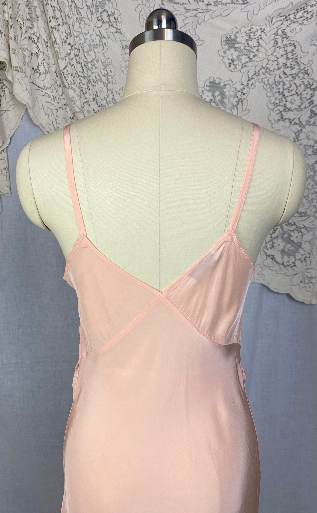 Vintage 1940's Slip | Rich Blush Pink Rayon with Nude Lace | Size 34 Bust, S | Tru-Form, New with Tags - Daggers & Dames
