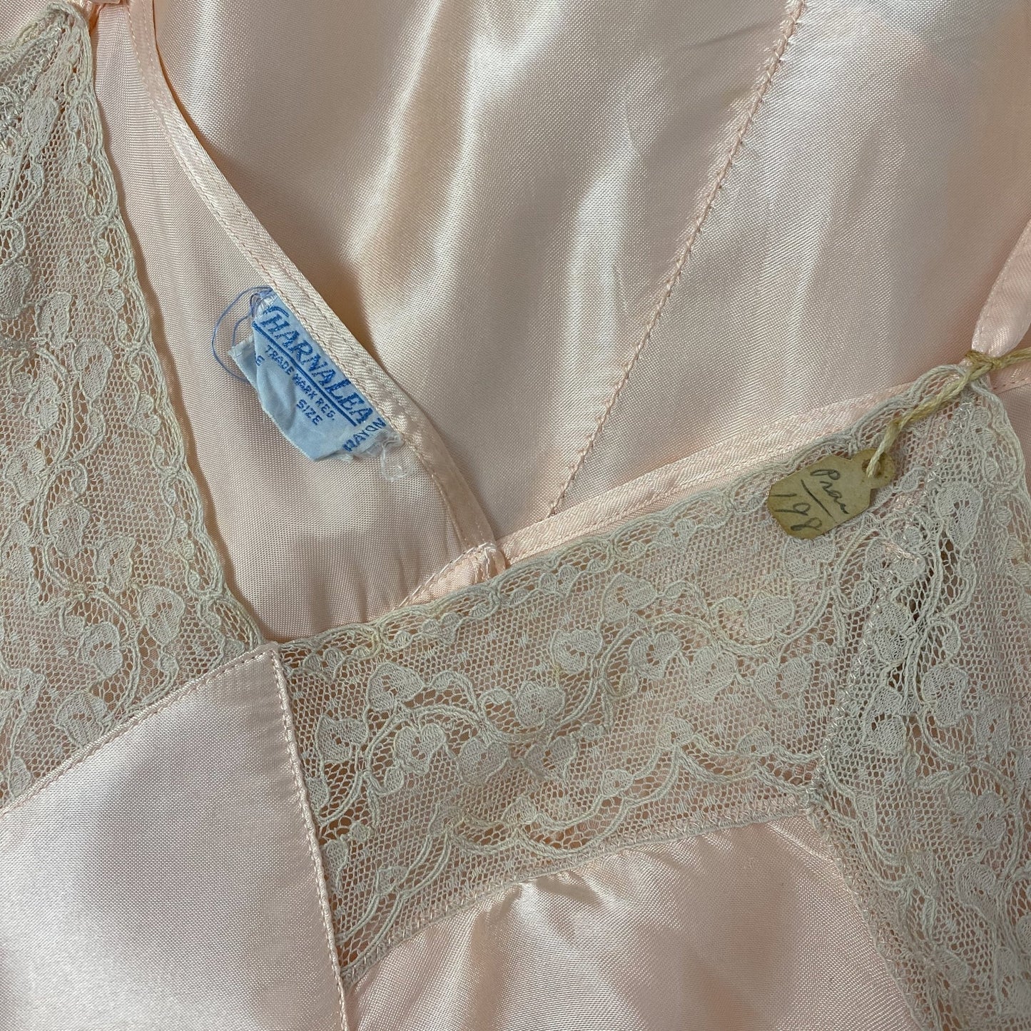Vintage 1940's Slip | Rose Gold Pink Rayon Satin with Lace | Size M/LG | ChamaLea -New with Tag - Daggers & Dames