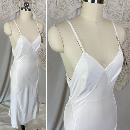 Vintage 1940's Slip | Silky White Rayon | Size S | Miss Swank New with Tags - Daggers & Dames