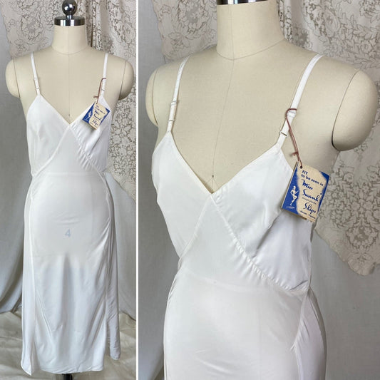 Vintage 1940's Slip | Silky White Rayon | Size S | Miss Swank New with Tags - Daggers & Dames