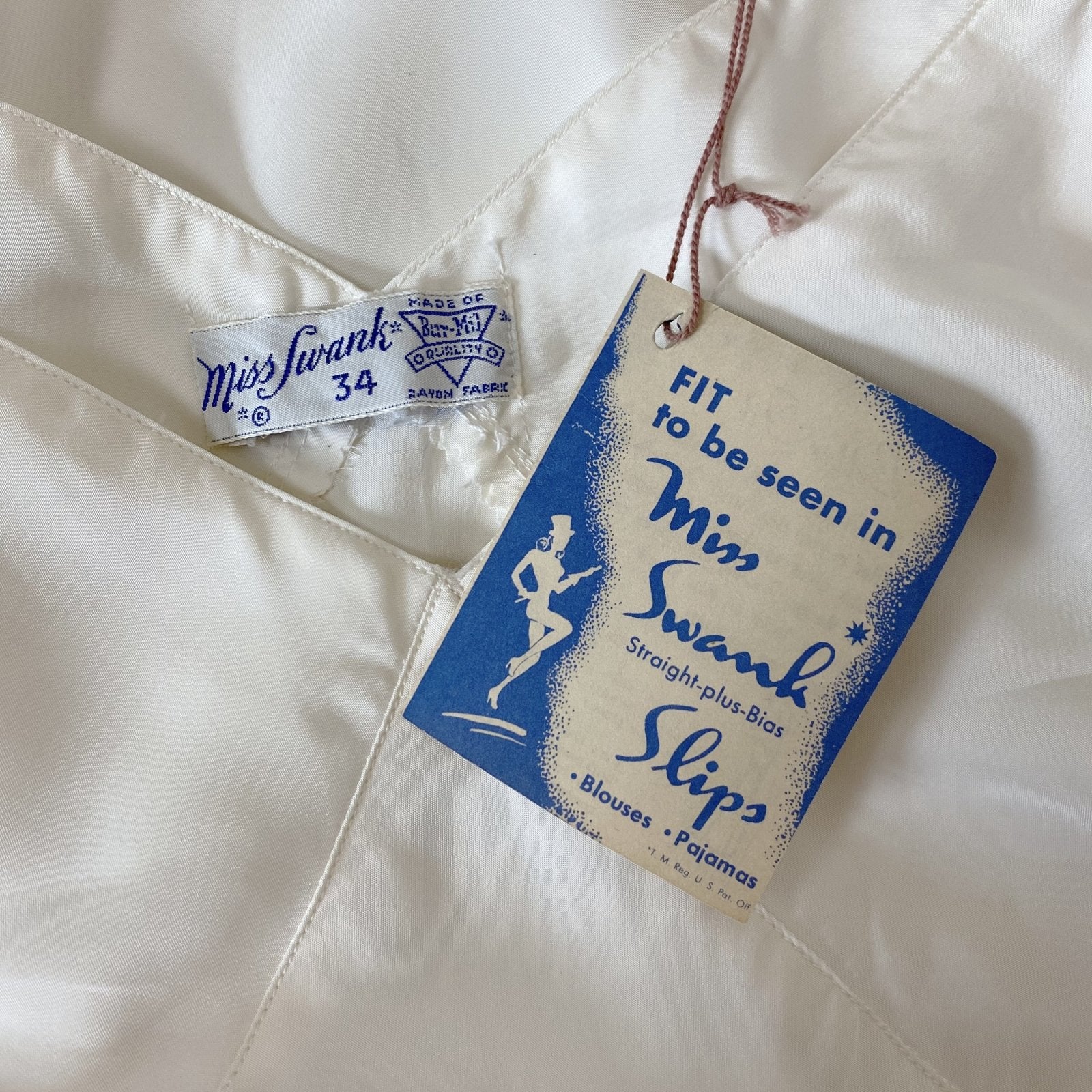 Vintage 1940's Slip | Silky White Rayon | Size S | Miss Swank New with Tags - Daggers & Dames