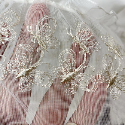 Vintage 1940's Slip | White Rayon with Butterfly Embroidered Chiffon & Ruffles | Size XS | Powers Mode New with Tags - Daggers & Dames