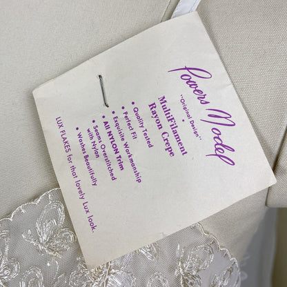 Vintage 1940's Slip | White Rayon with Butterfly Embroidered Chiffon & Ruffles | Size XS | Powers Mode New with Tags - Daggers & Dames